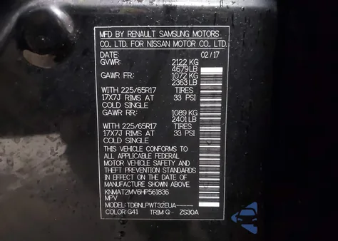 2017 Nissan Rogue S from USA, damaged, VIN KNMAT2MV6HP561836